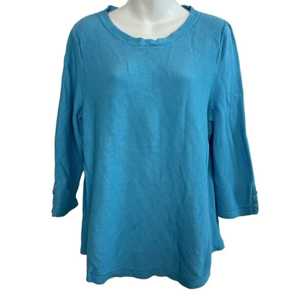 TALBOTS Blue Pullover Cotton Blend Long Sleeve Sweater Medium Weight sz XL - Picture 1 of 16